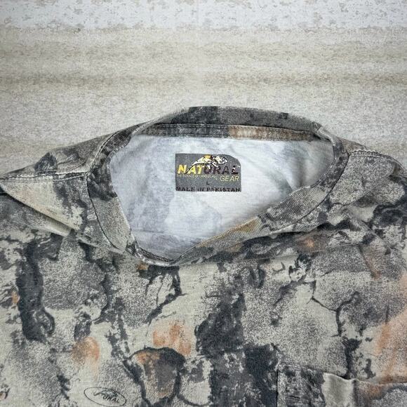 Vintage 90s Natural Gear Hunting Camo Shirt Mens L Woodland Cotton Long Sleeve - Picture 3 of 3